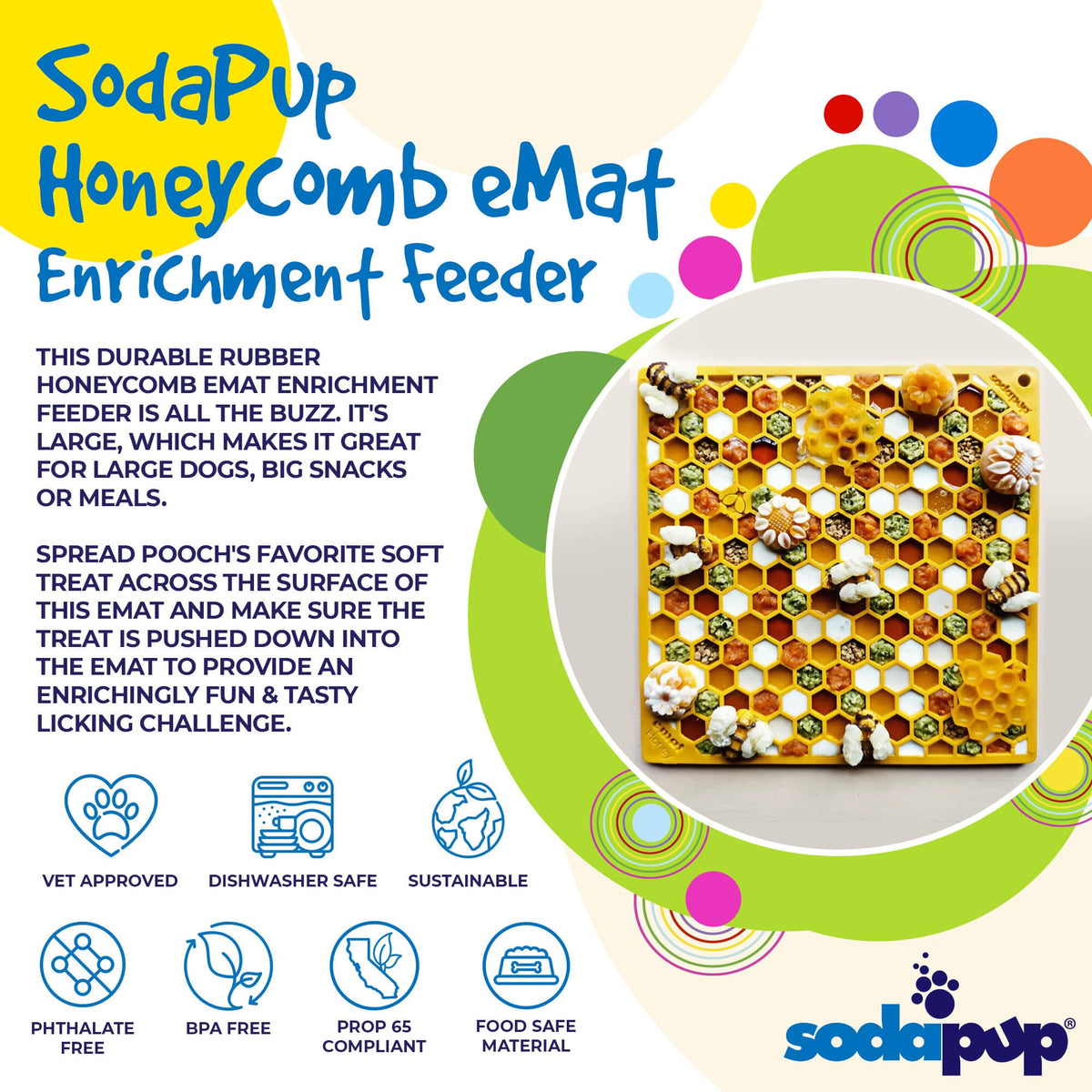 SodaPup Honeycomb eMat Lick Mat for Dogs & Cats